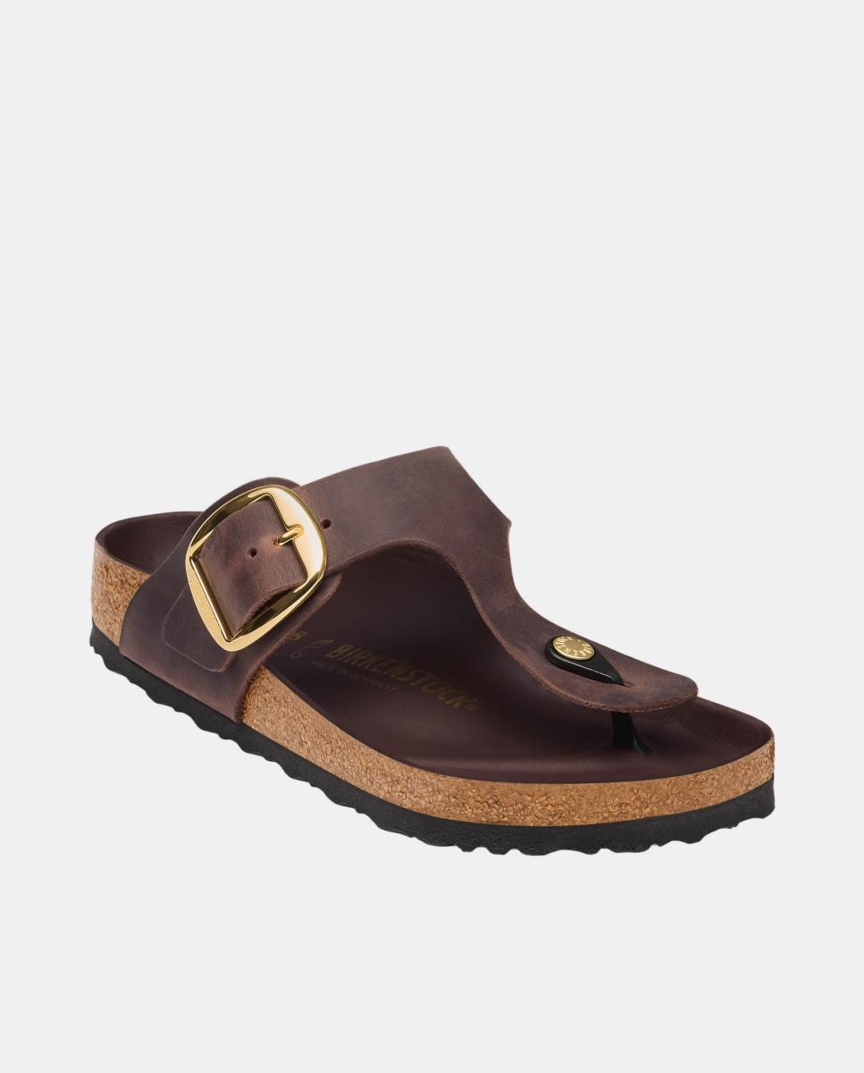 Gizeh en cuero engrasado de mujer con hebilla big buckle - Birkenstock - Marrón chocolate Marrón chocolate-1