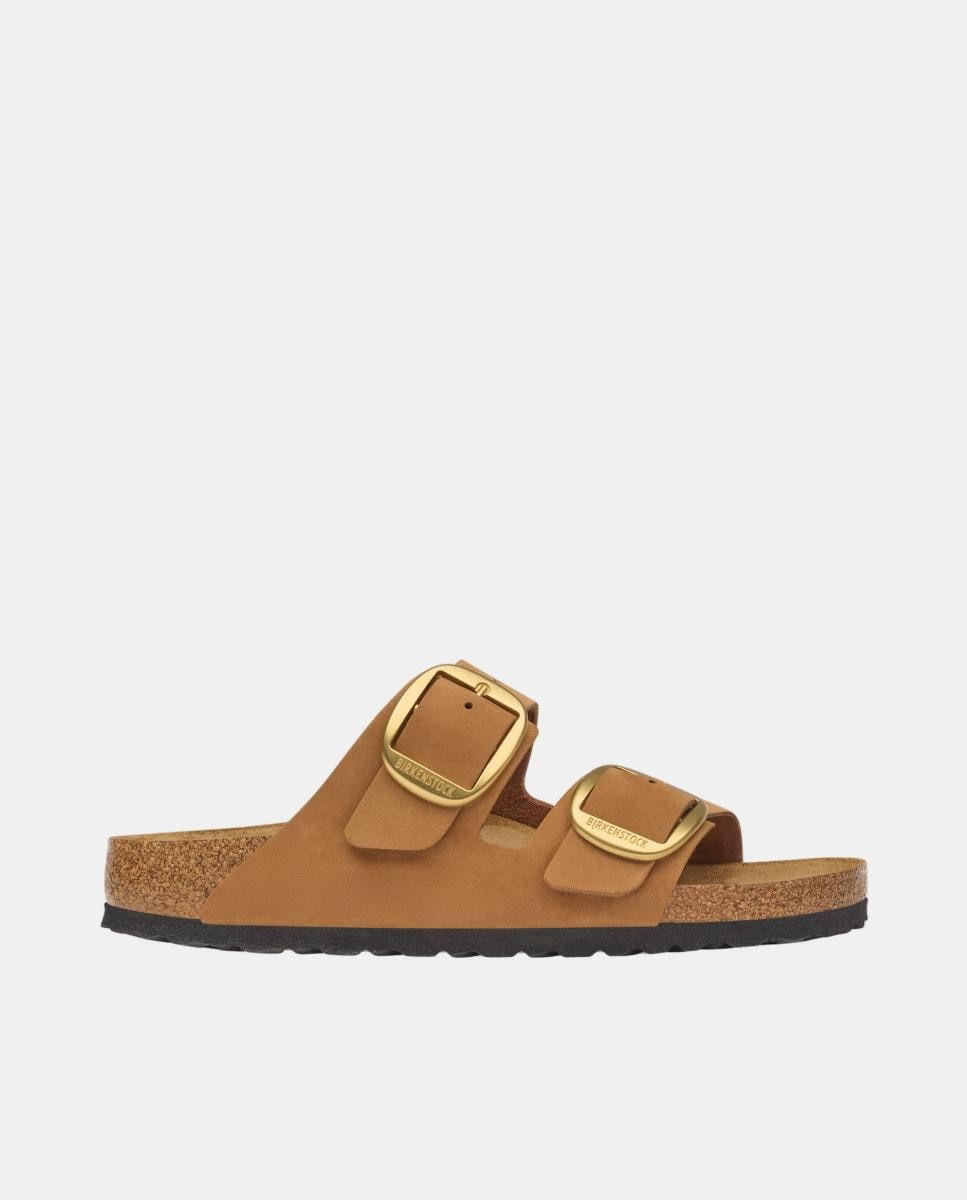 Sandalia de mujer con hebilla grande en piel de nobuck - Birkenstock - Marrón caramelo Marrón caramelo-1