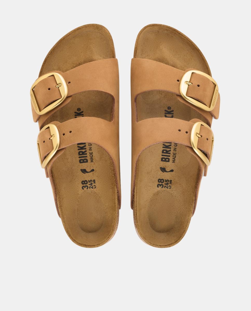 Sandalia de mujer con hebilla grande en piel de nobuck - Birkenstock - Marrón caramelo Marrón caramelo-2