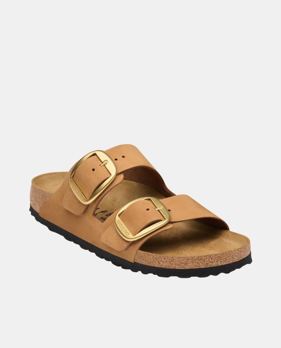 Sandalia de mujer con hebilla grande en piel de nobuck - Birkenstock - Marrón caramelo Marrón caramelo-3