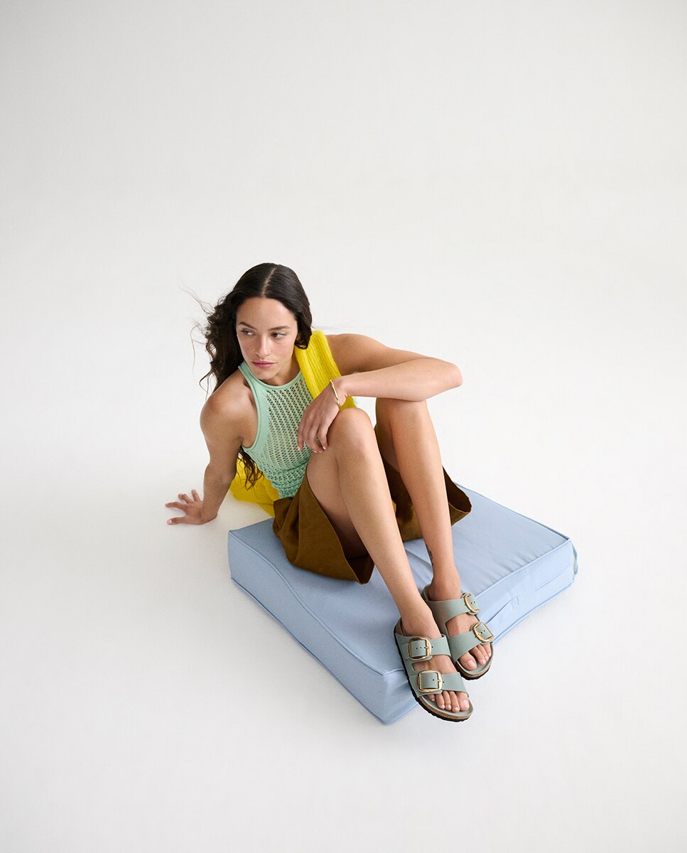 Sandalia de mujer en cuero engrasado con hebilla big buckle - Birkenstock - Verde Salvia Verde Salvia-2