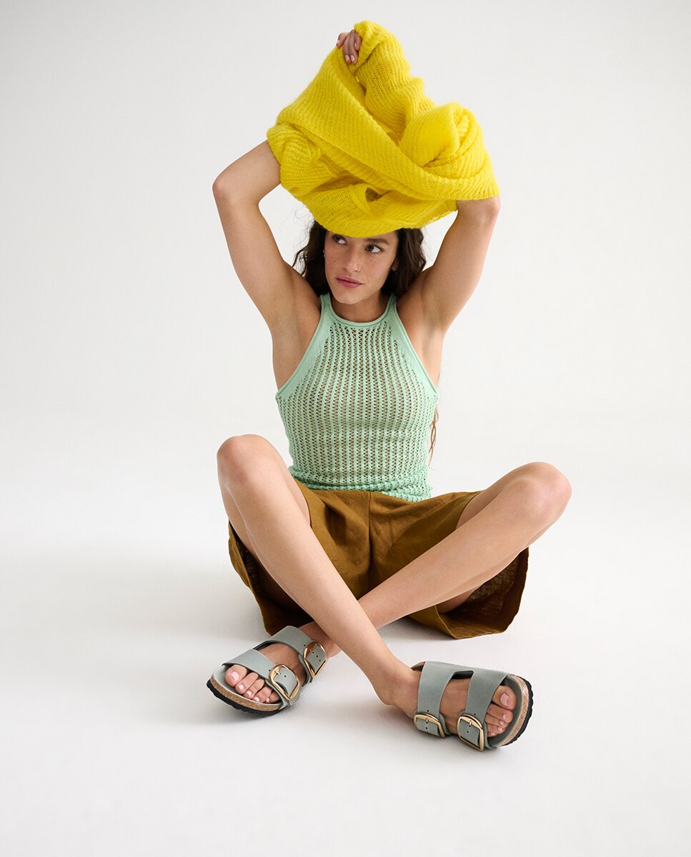 Sandalia de mujer en cuero engrasado con hebilla big buckle - Birkenstock - Verde Salvia Verde Salvia-5