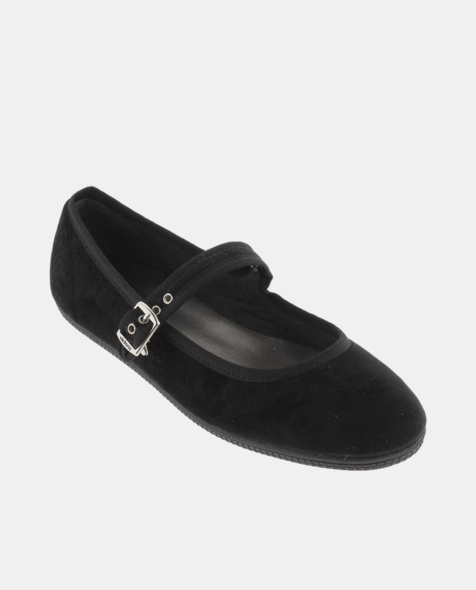 Sapatos de presilha pretos com fecho de fivela Preto-2