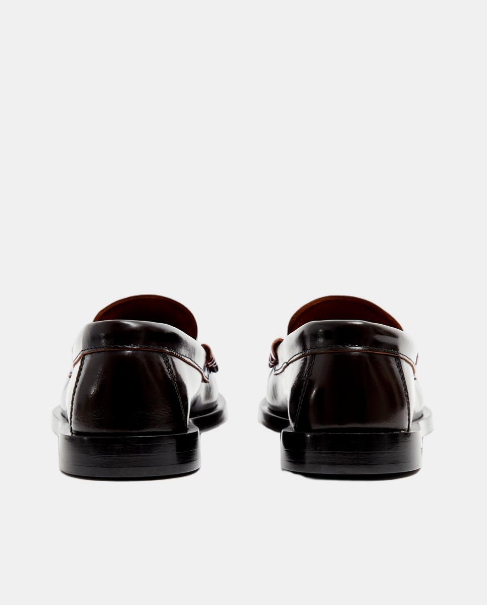 Mocassins em Pele com Biqueira Quadrada Bordeaux-4