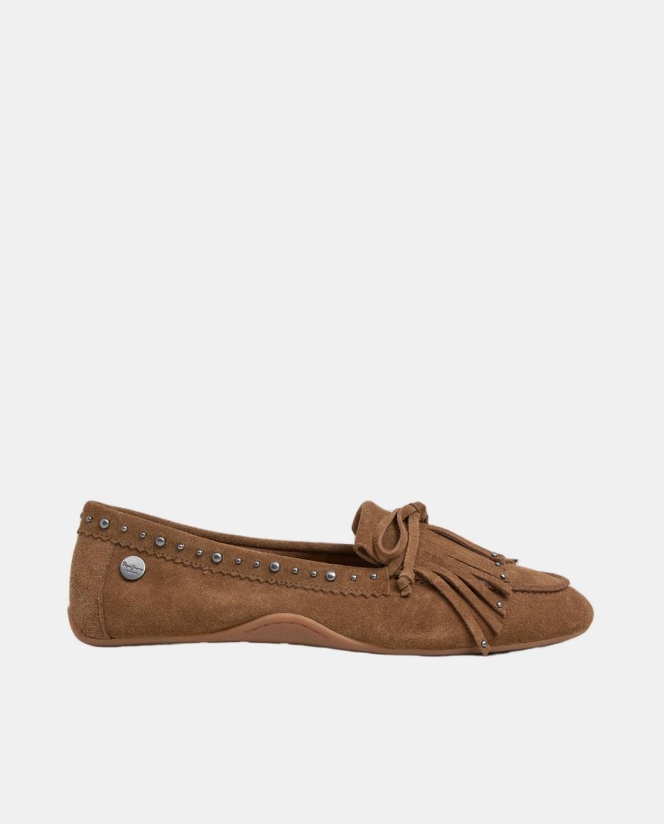 Mocasines de mujer ultraligeros con flecos - Pepe Jeans - Marrón caramelo Marrón caramelo-1