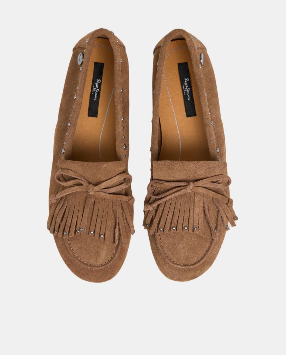 Mocasines de mujer ultraligeros con flecos - Pepe Jeans - Marrón caramelo Marrón caramelo-2