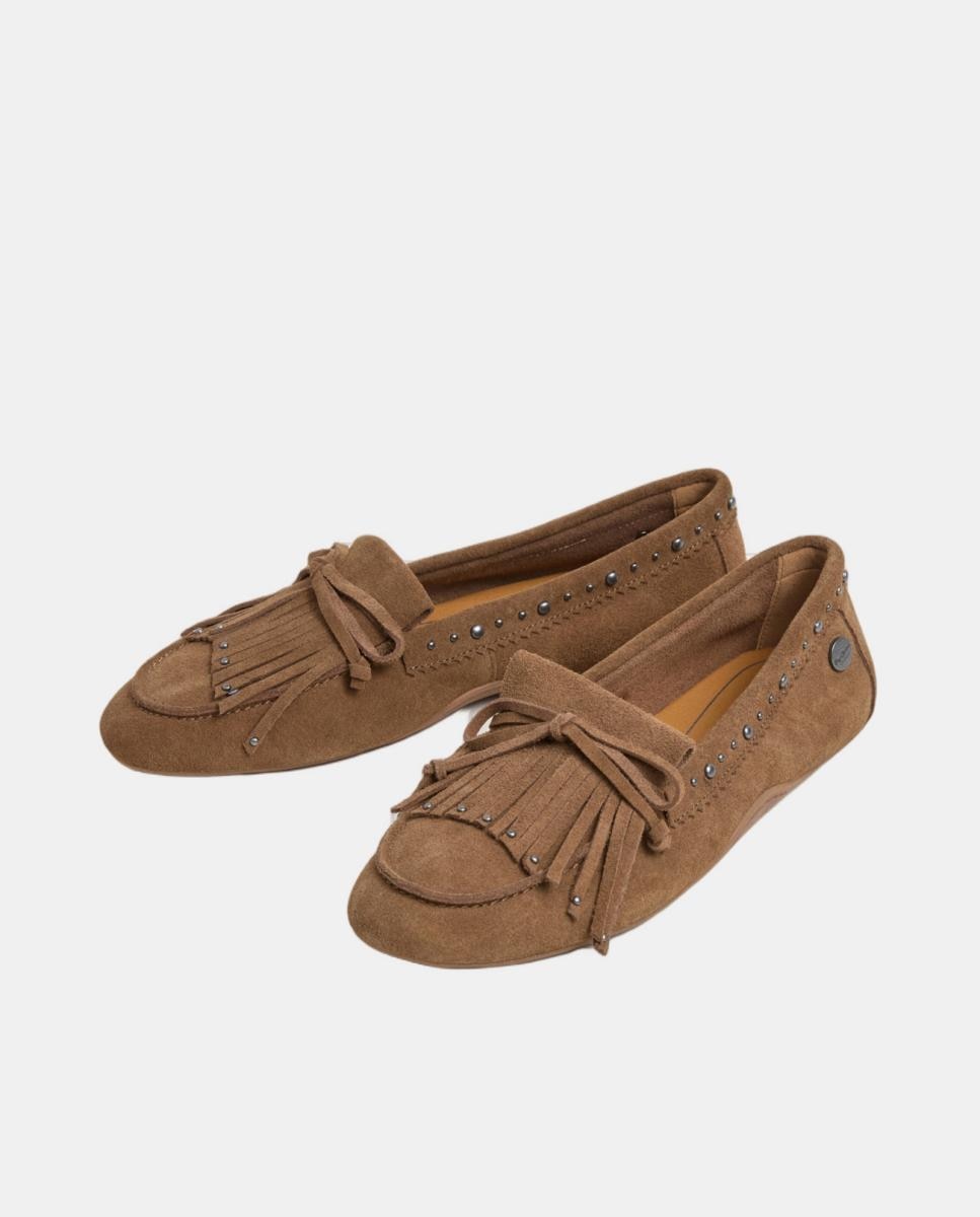 Mocasines de mujer ultraligeros con flecos - Pepe Jeans - Marrón caramelo Marrón caramelo-3