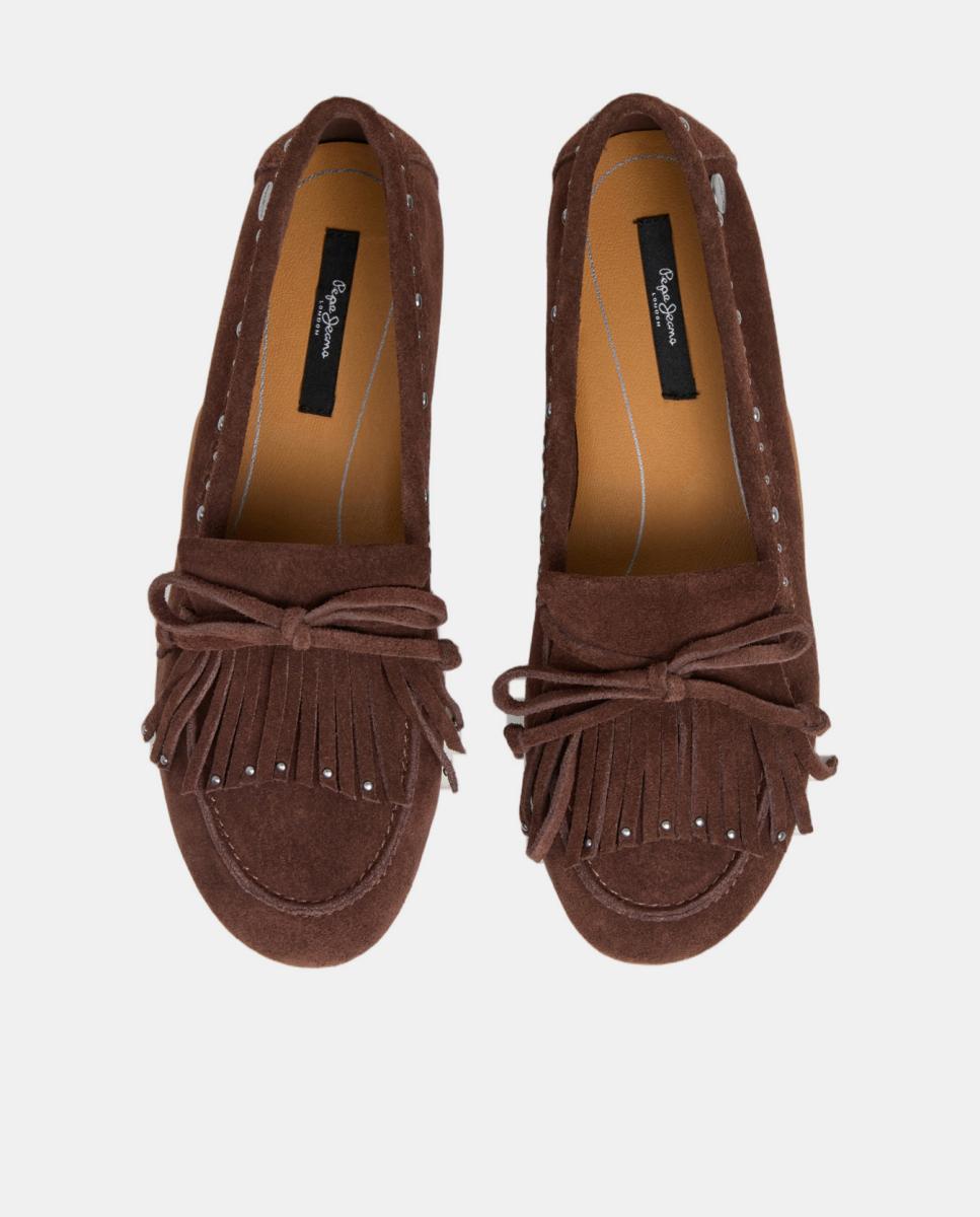 Mocassins Ultraligeiros com Franjas Castanho-chocolate-2