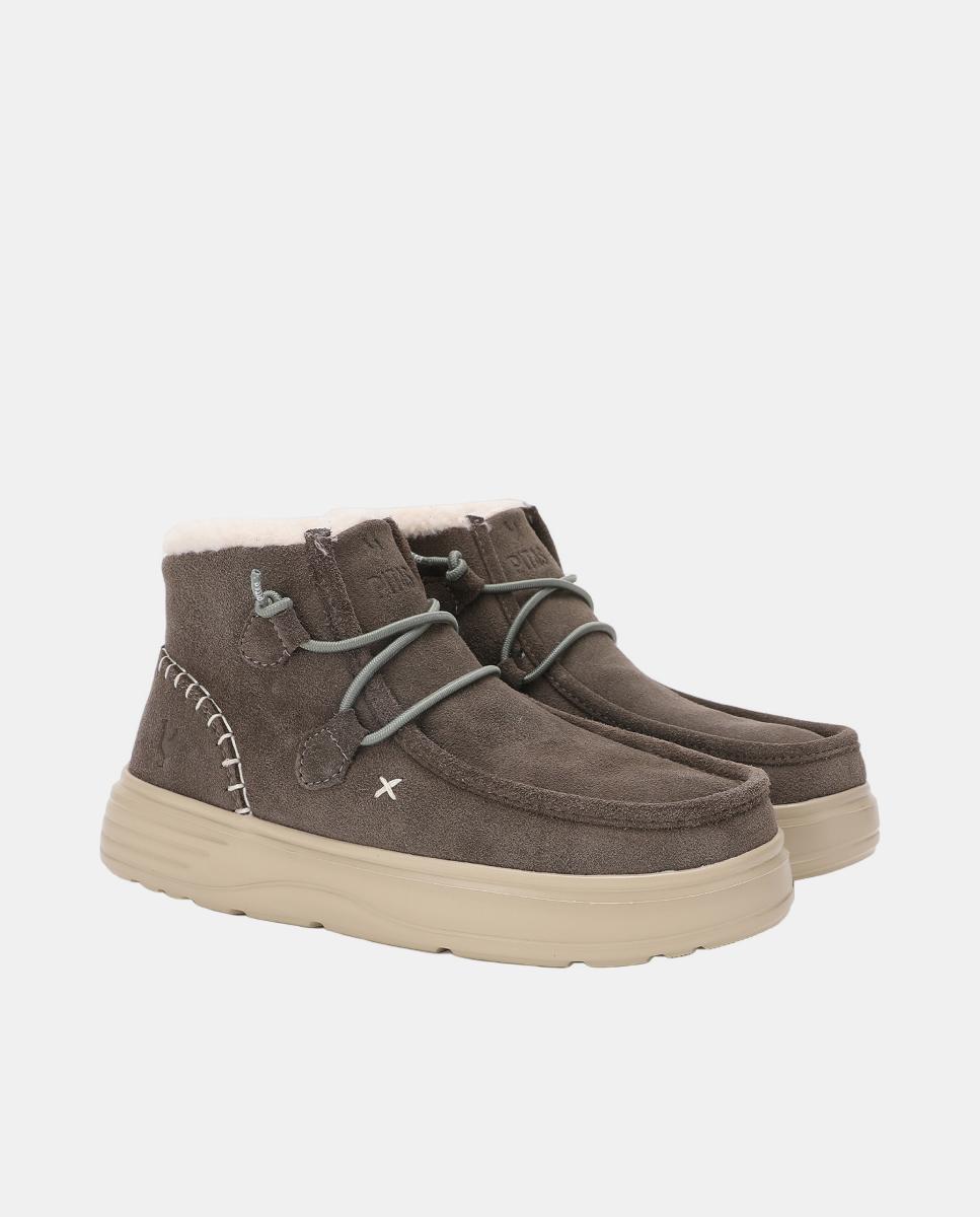 Bota wallabi de piel hidrofuga con pelo en su interior - Walk In Pitas - Gris Gris-2
