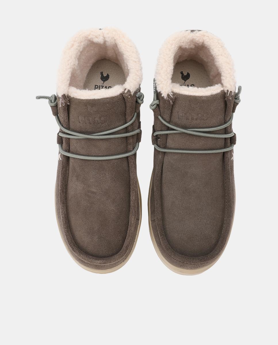 Bota wallabi de piel hidrofuga con pelo en su interior - Walk In Pitas - Gris Gris-4