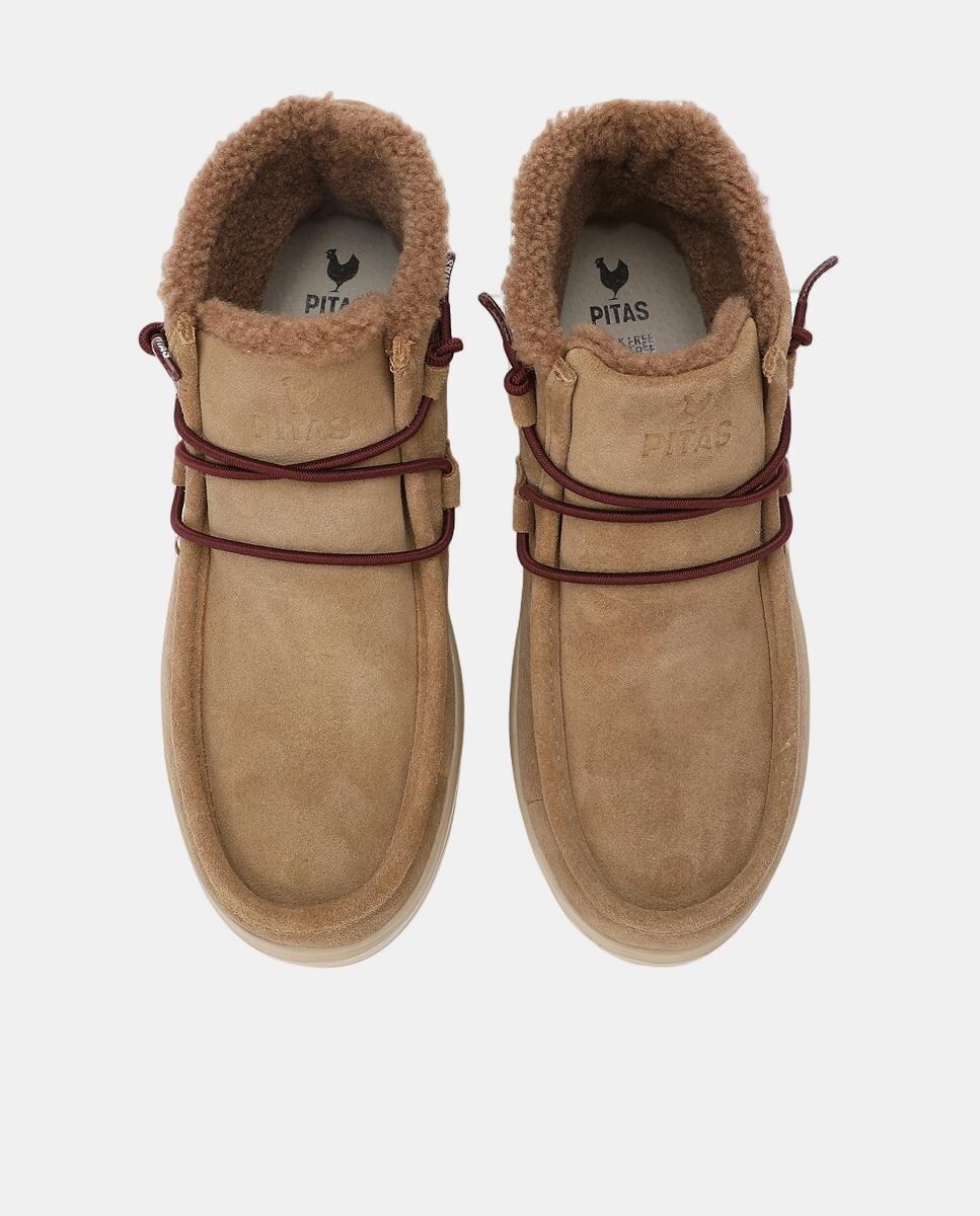 Botas Wallaby em Pele Hidrófuga com Pelo no Interior Castanho-4