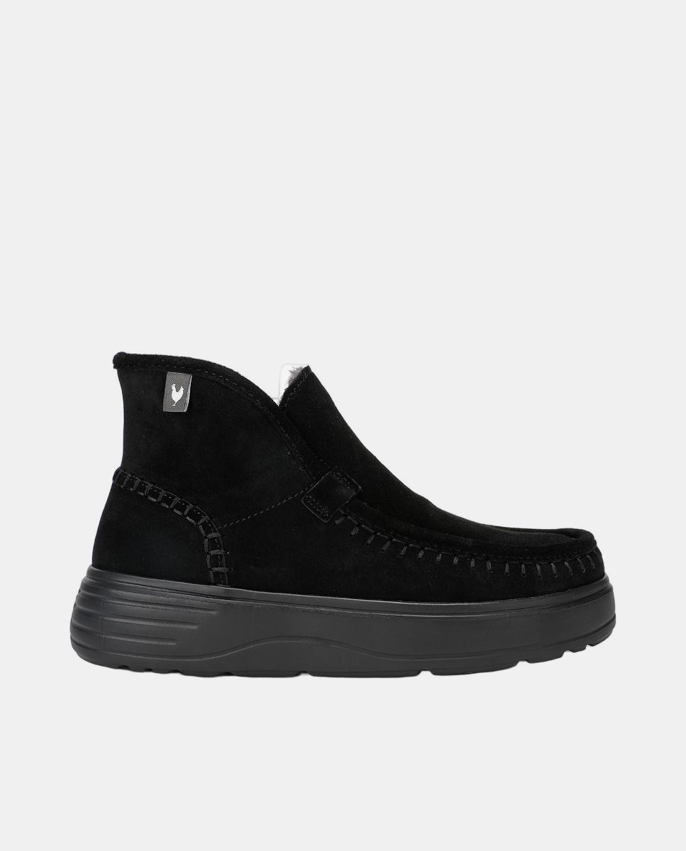 Bota de piel hidrofuga ligera con pelo en su interior - Walk In Pitas - Negro Negro-1