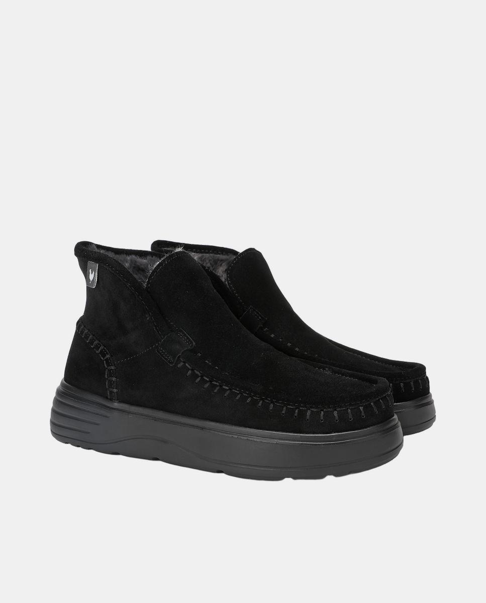 Bota de piel hidrofuga ligera con pelo en su interior - Walk In Pitas - Negro Negro-2