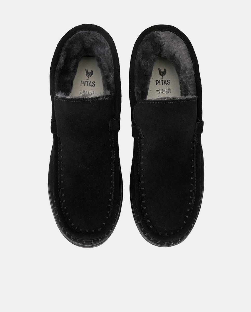 Bota de piel hidrofuga ligera con pelo en su interior - Walk In Pitas - Negro Negro-4