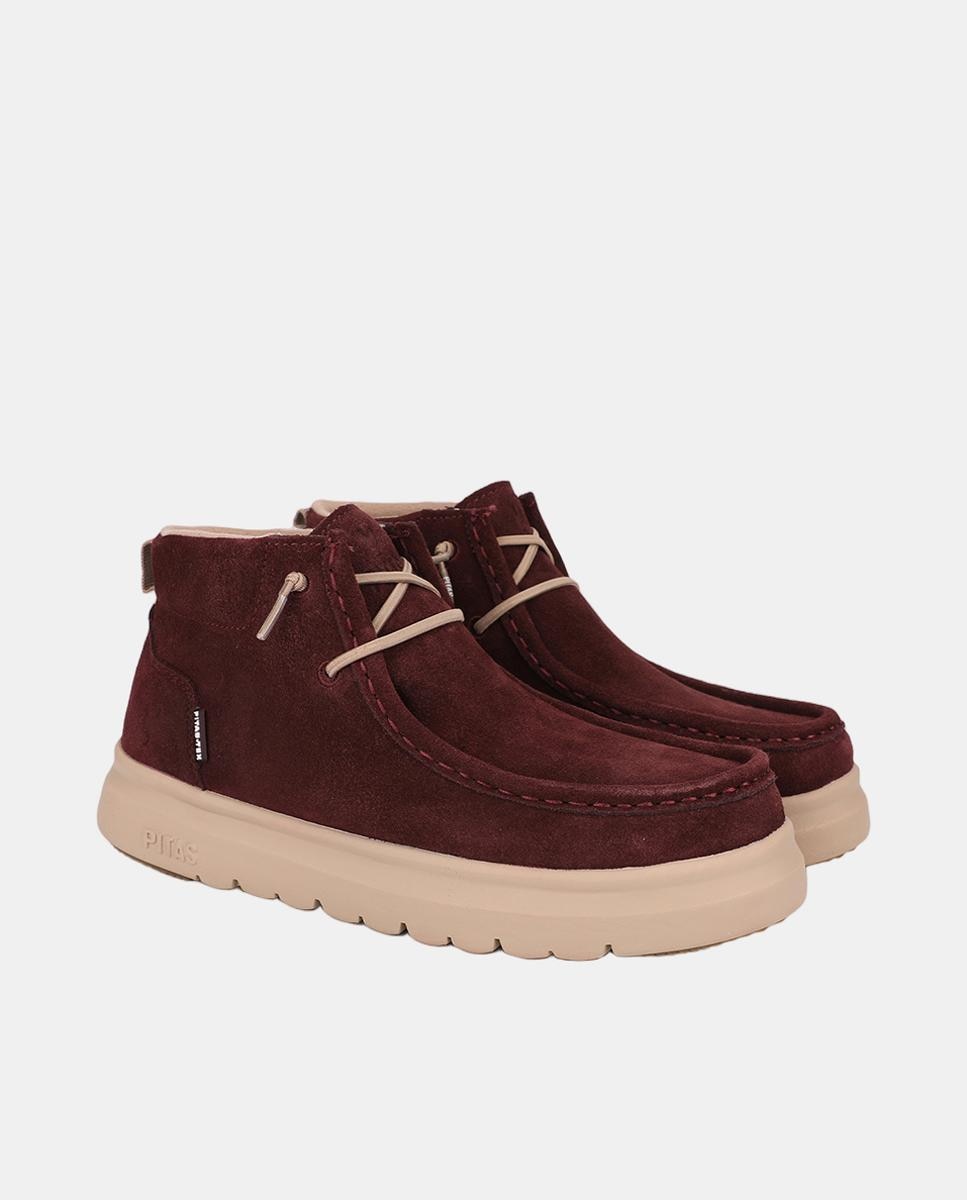 Bota wallabi de piel antideslizante con easy on - Walk In Pitas - Rojo Granate Rojo Granate-2