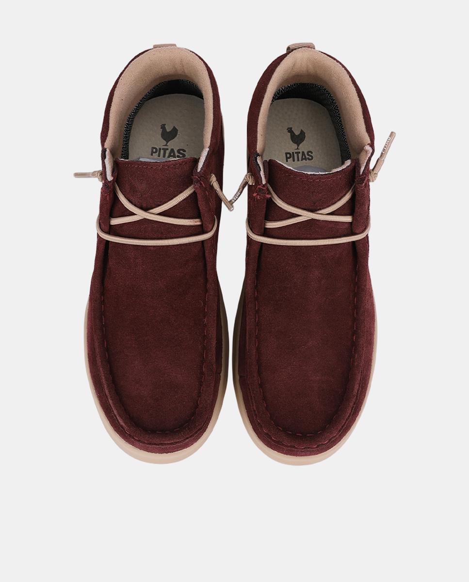 Bota wallabi de piel antideslizante con easy on - Walk In Pitas - Rojo Granate Rojo Granate-3