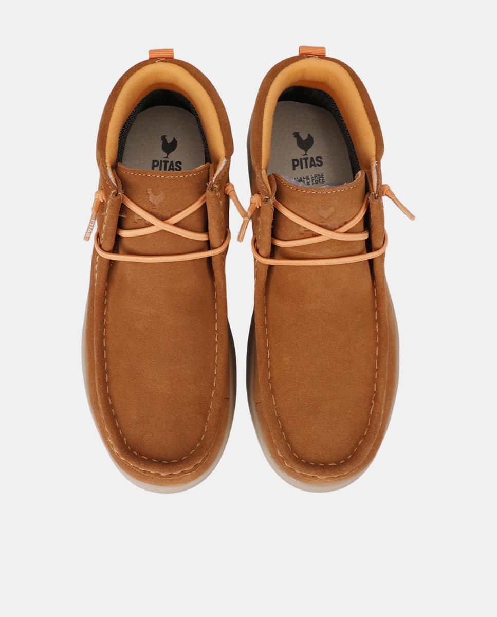 Bota wallabi de pele antideslizcamurça com easy on Castanho-3