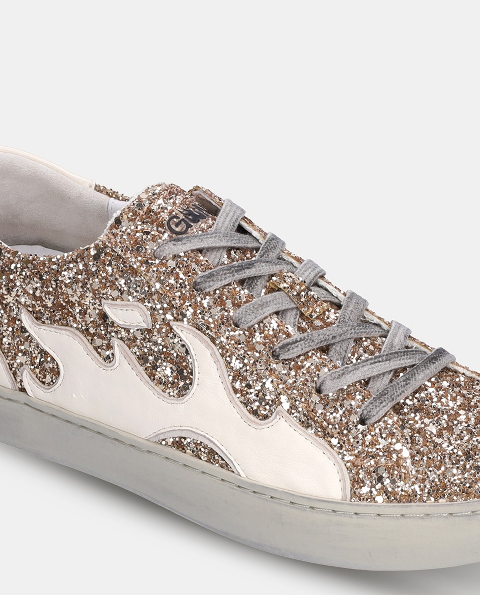 Sapatilhas Baixas Gamin com Glitter Ouro-5