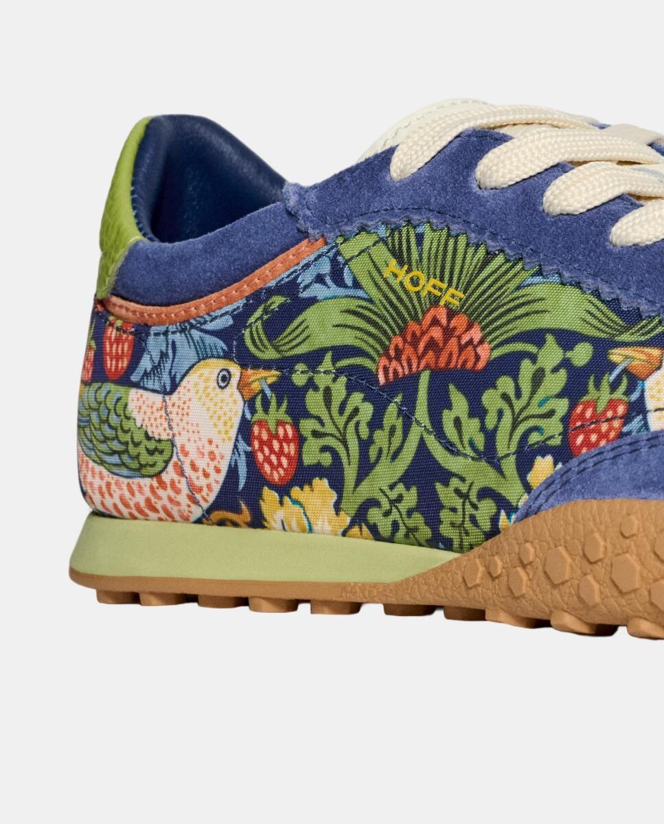 Sapatilhas Baixas em Pele com Sola de Borracha Azul-3