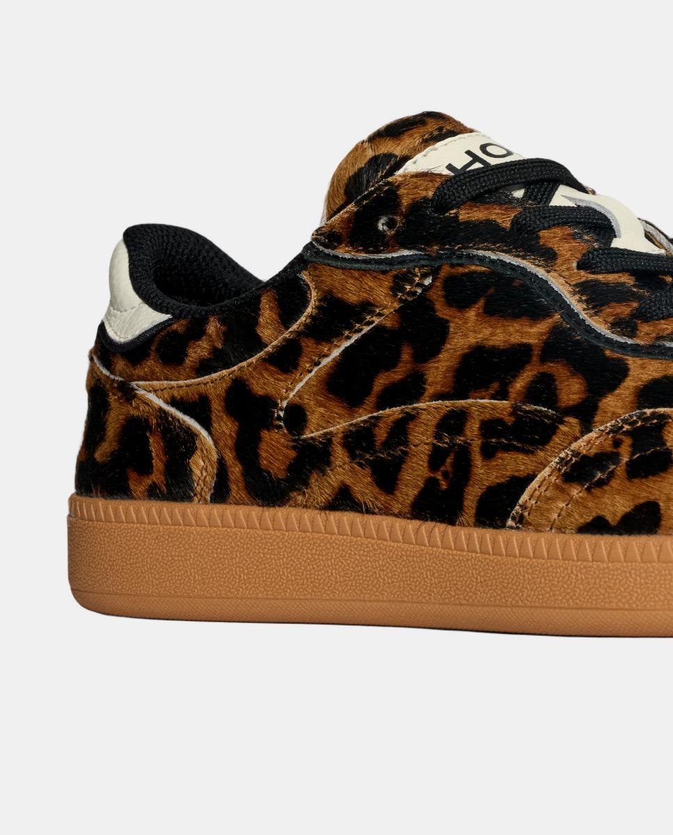 Sapatilhas Baixas em Pele com Sola de Borracha Castanho-4