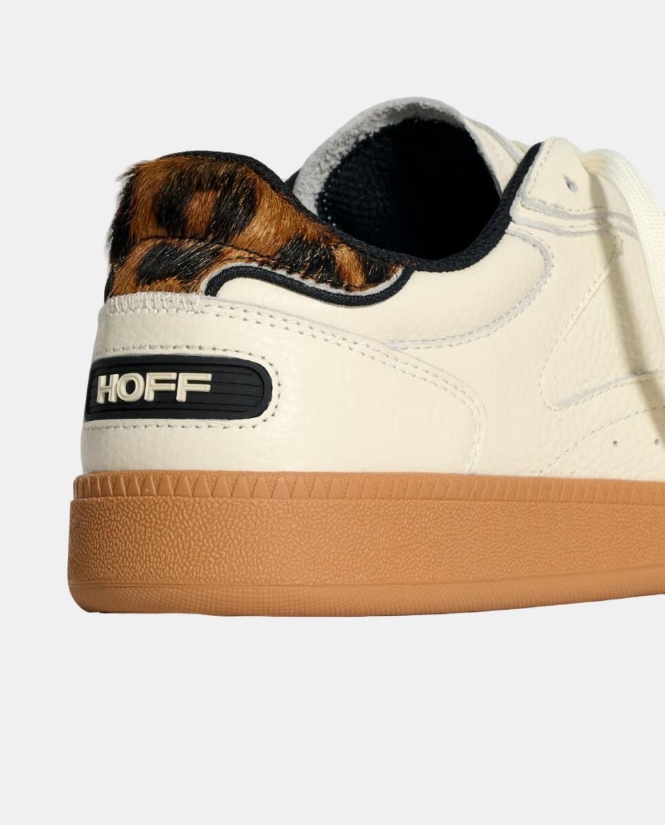 Sapatilhas Baixas em Pele com Sola de Borracha Branco-marfim-5