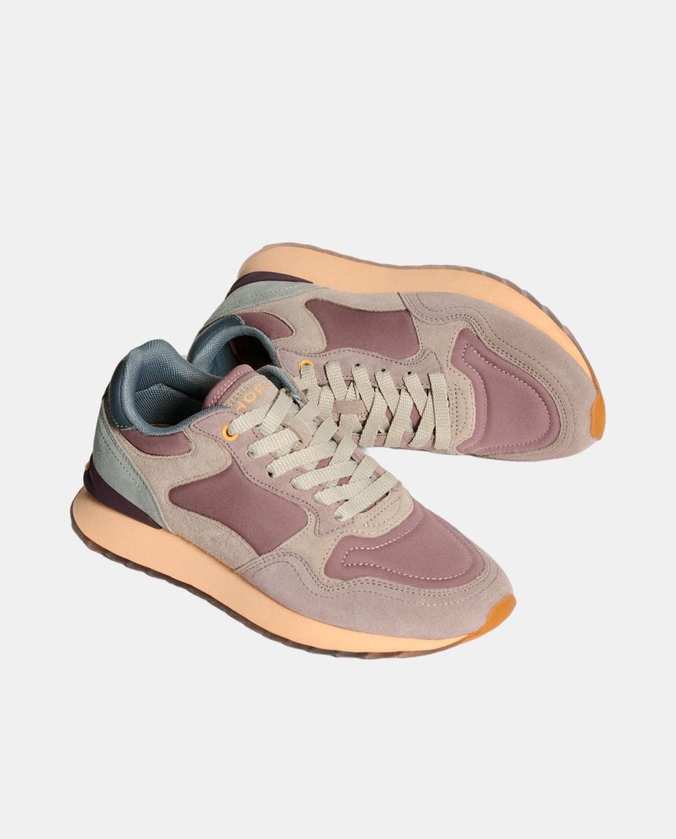 Sapatilhas Baixas em Pele com Sola de Borracha Lilás-2