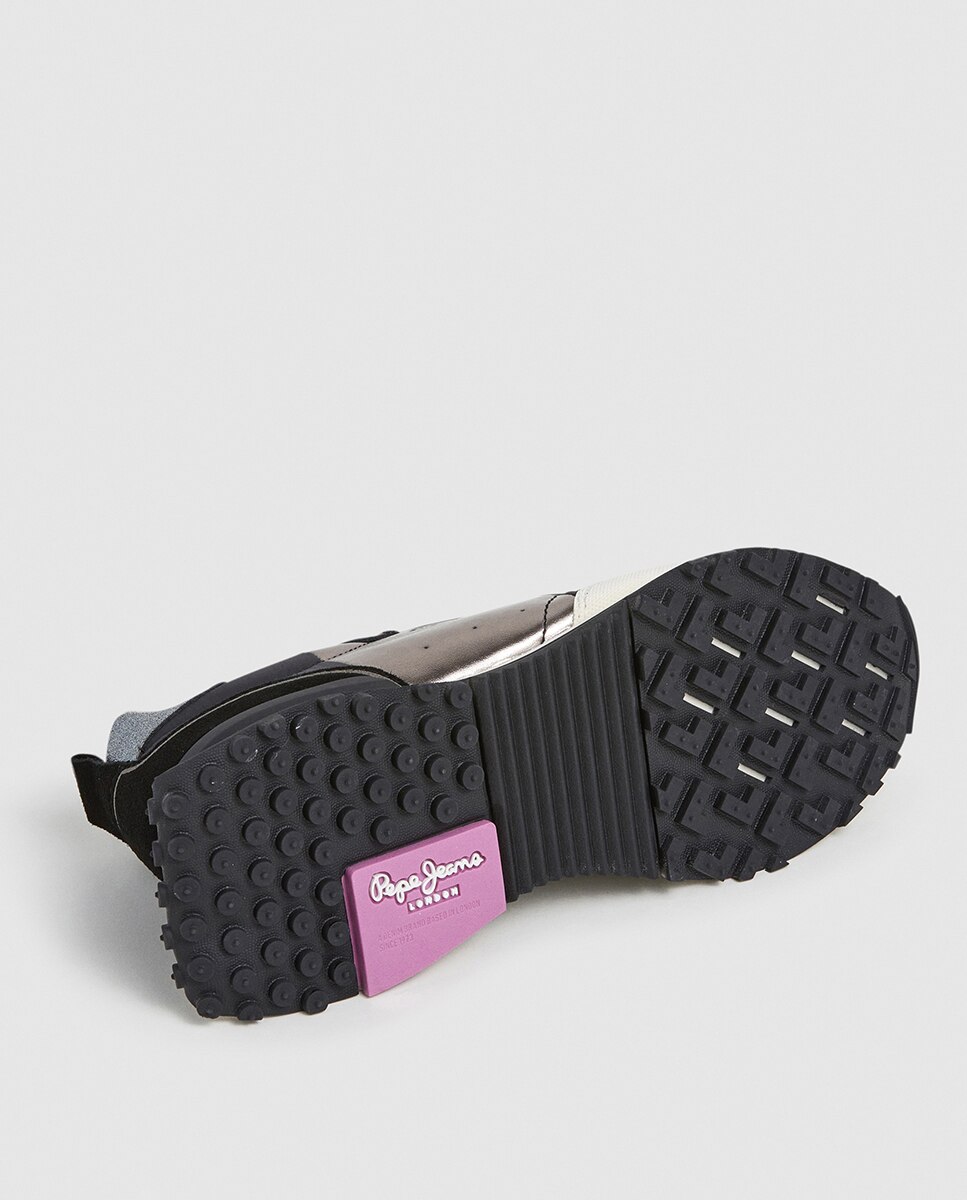 Sapatilhas Archer Elite com Fita Metalizada e Atacadores de Animal Print Preto-6