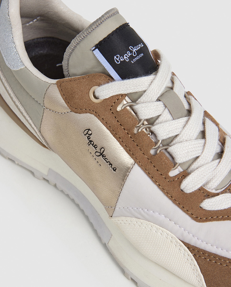 Sapatilhas Archer Gala com Fita Metalizada e Detalhes Branco/Camel Natural-5