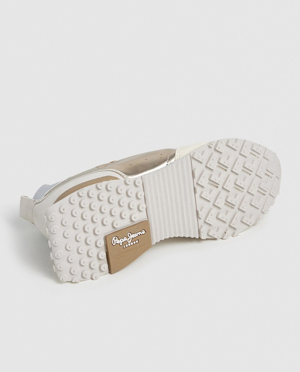 Sapatilhas Archer Gala com Fita Metalizada e Detalhes Branco/Camel Natural-6