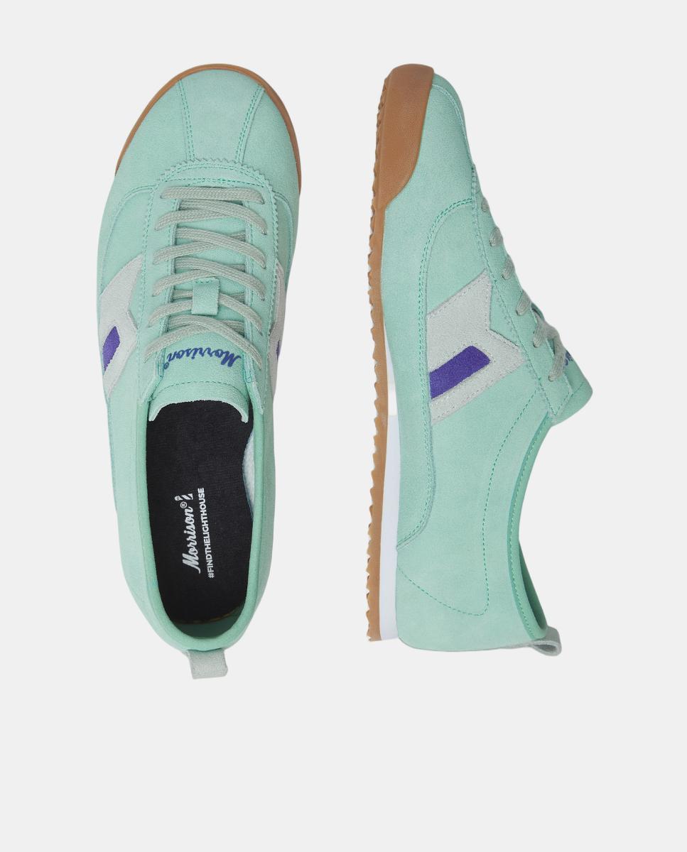 Sapatilhas Tipo Running de Sola Baixa e com Inspiração Vintage Verde Aqua-4