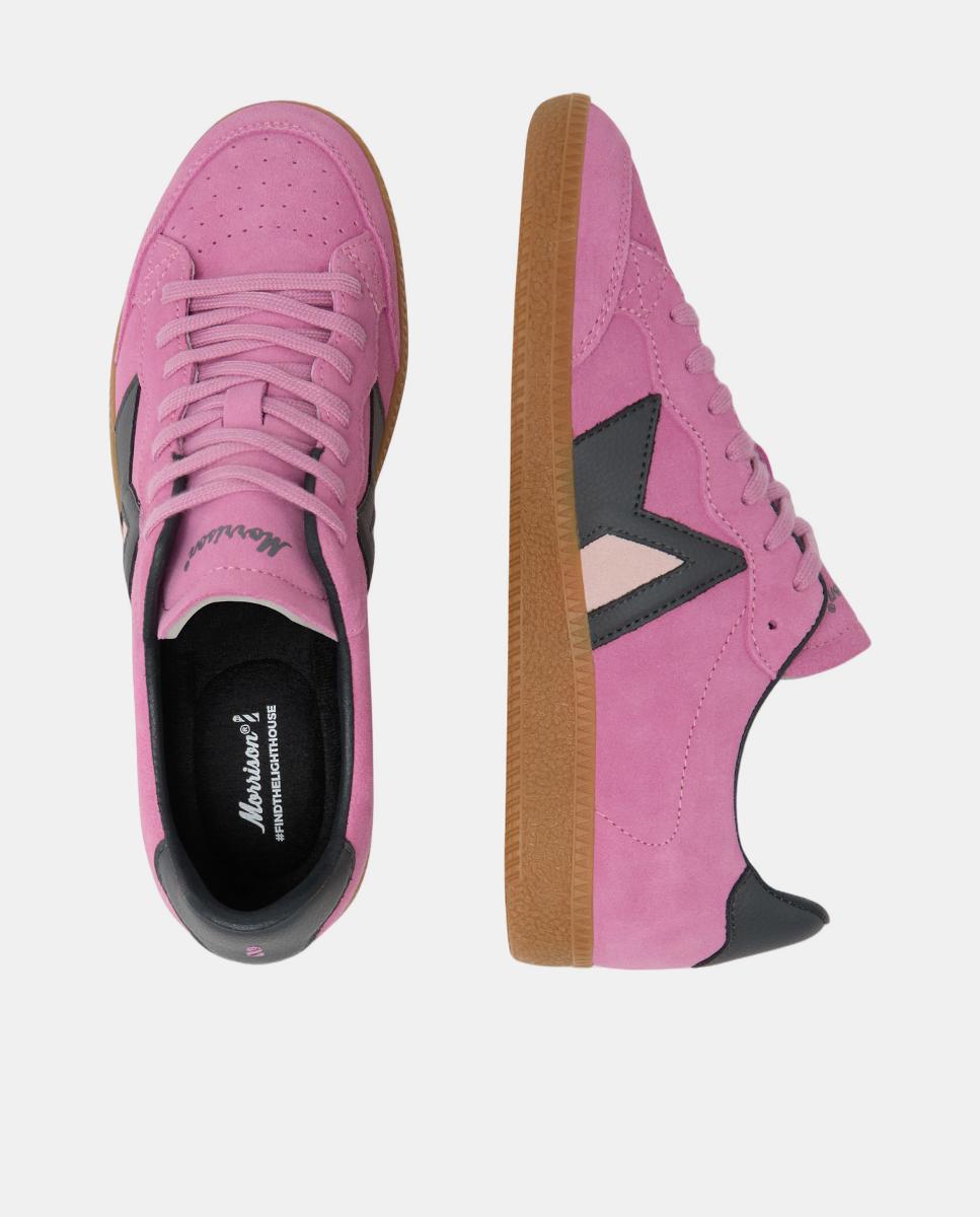 Zapatila Moma unisex de serraje y nada Rosa chicle Morrison · El