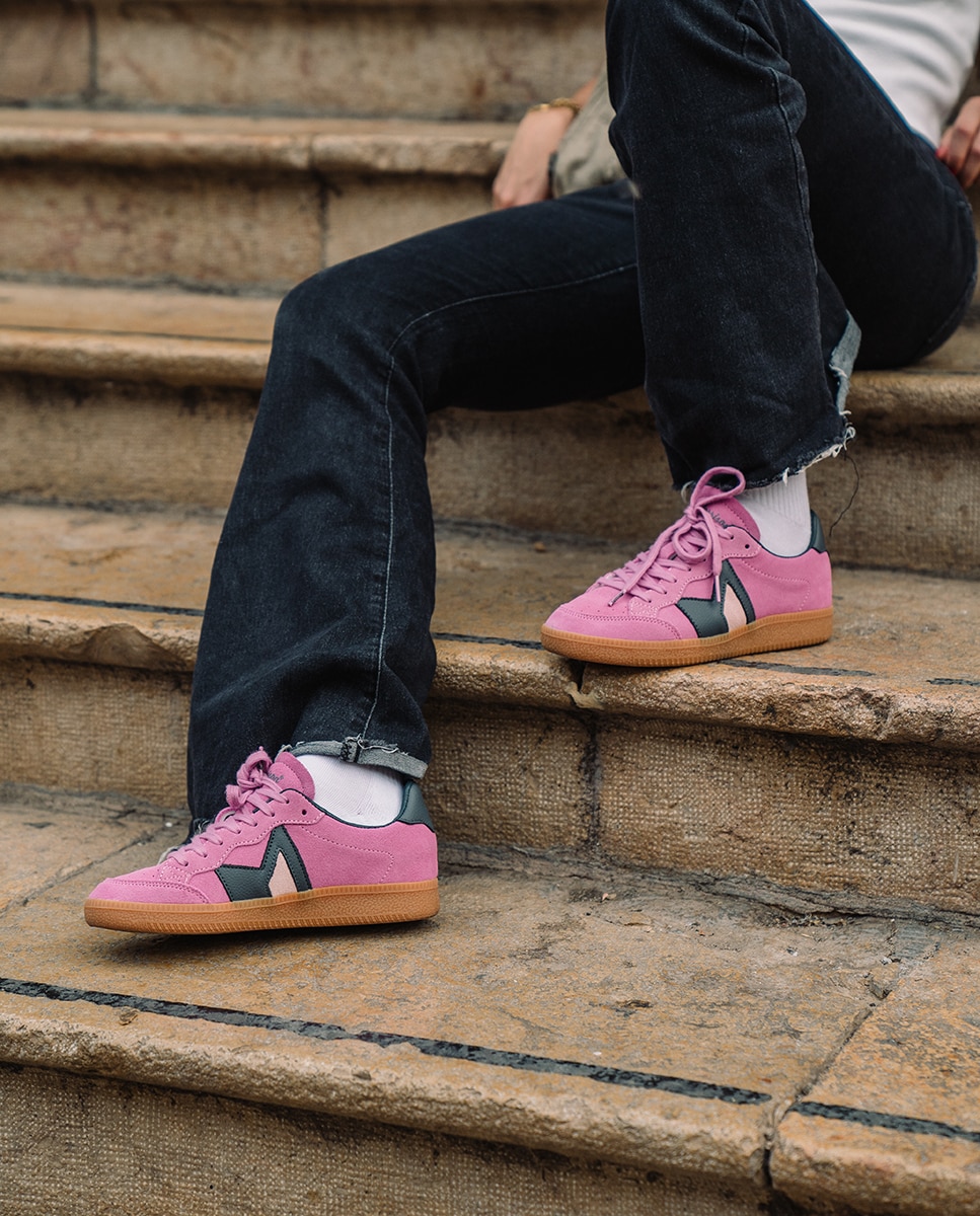 Zapatila Moma unisex de serraje y nada Rosa chicle Morrison · El