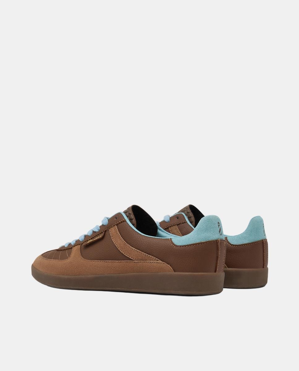Sapatilhas em Couro com Combinações de Couro em Diferentes Cores Castanho-chocolate-2