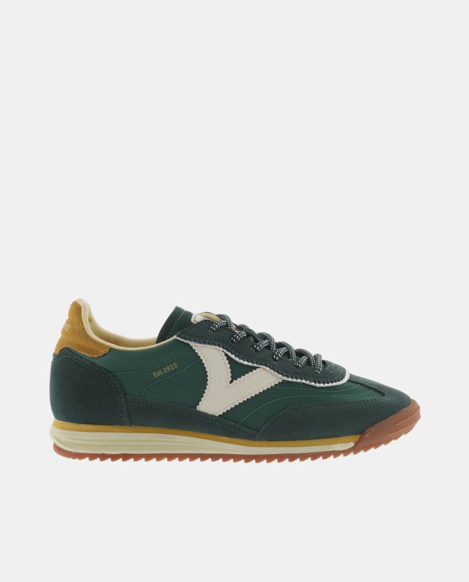 Sapatilhas Desportivas de Nylon com Peças Coloridas em Croute em Contraste Verde-1