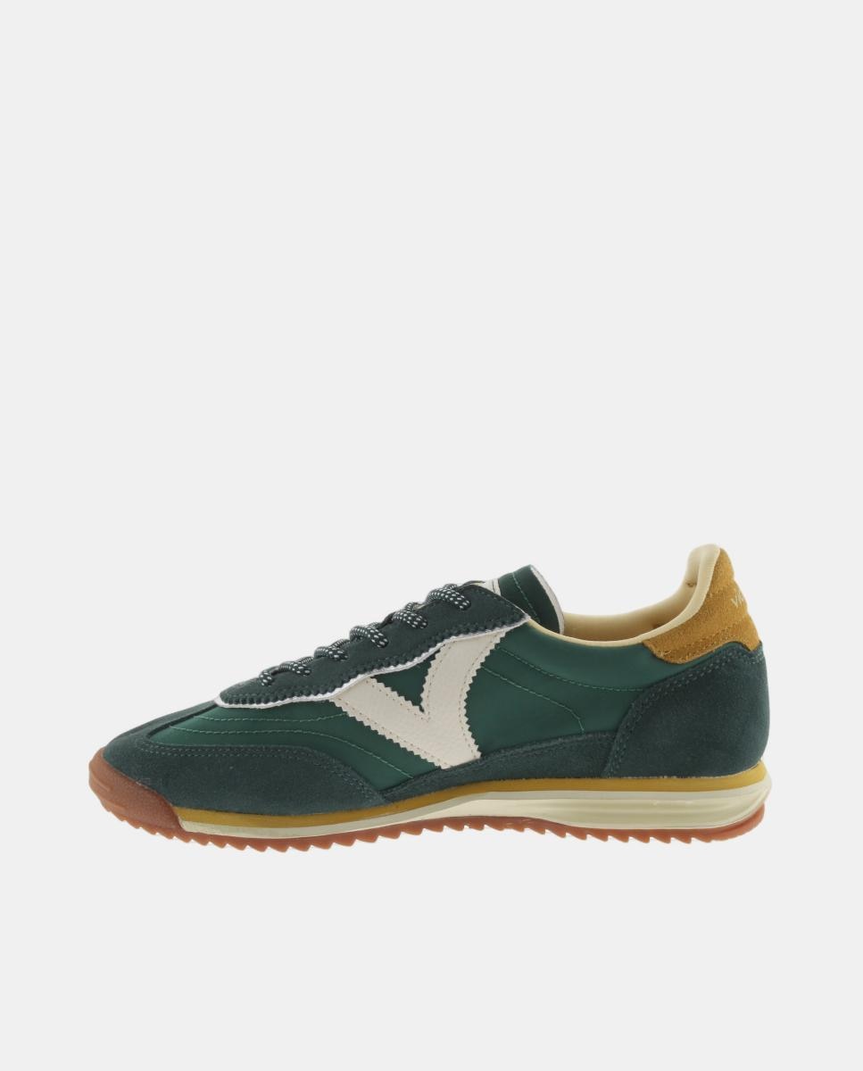 Sapatilhas Desportivas de Nylon com Peças Coloridas em Croute em Contraste Verde-3