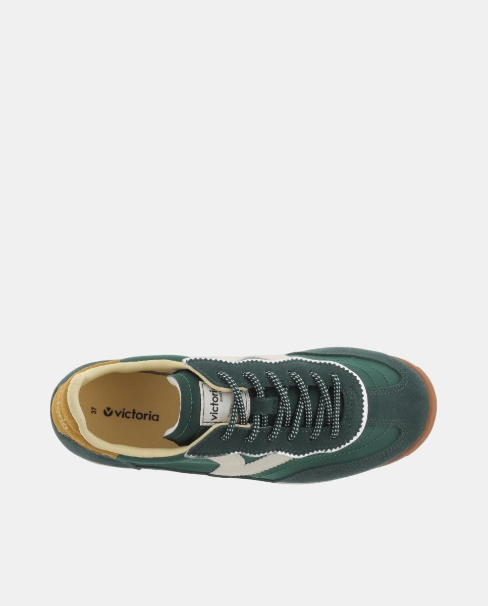 Sapatilhas Desportivas de Nylon com Peças Coloridas em Croute em Contraste Verde-4