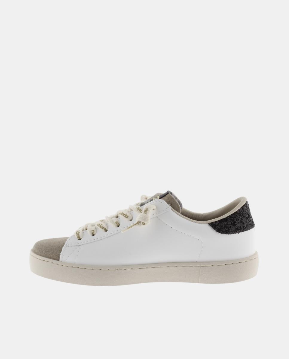 Zapatillas deportivas de mujer con piezas de glitter y puntera de serraje - Victoria - Negro Negro-3