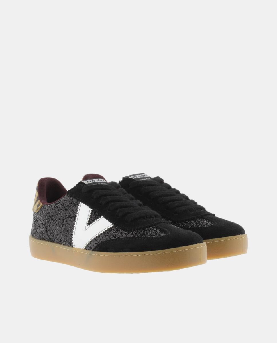 Sapatilhas de Croute Estilo Retro com Sola Caramelo Preto-5