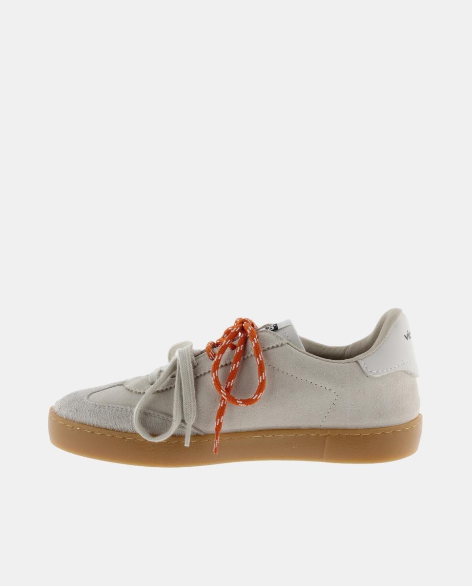 Imagen 3 de Zapatillas de serraje de mujer con doble cordón y suela color caramelo - Victoria - Crudo Crudo