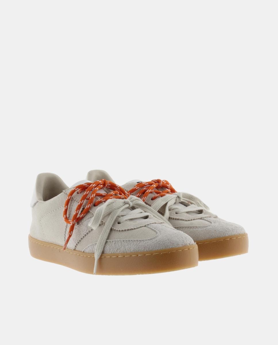 Imagen 5 de Zapatillas de serraje de mujer con doble cordón y suela color caramelo - Victoria - Crudo Crudo
