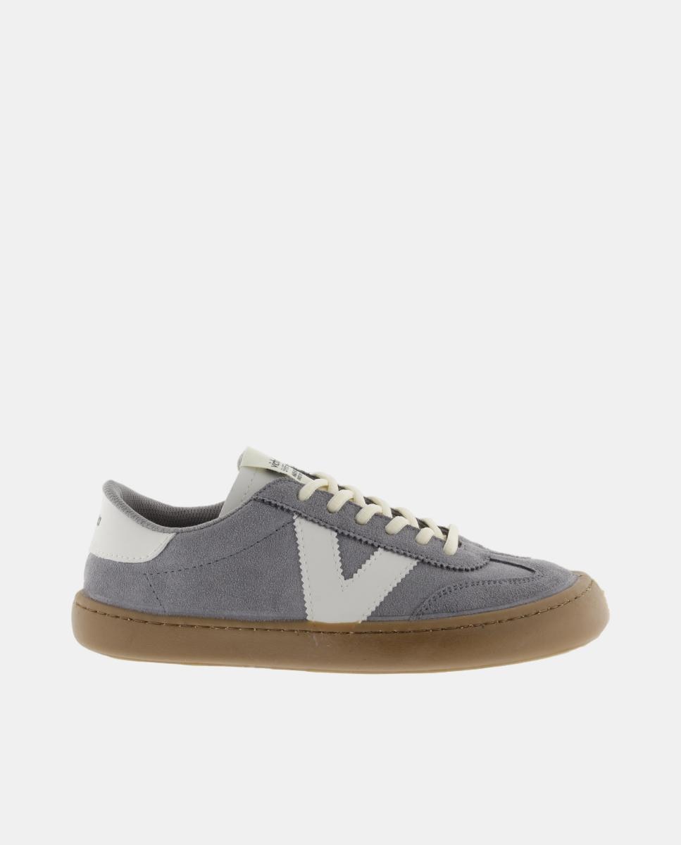 Victoria - Zapatillas deportivas unisex barefoot de serraje con piezas en contraste y suela caramelo.