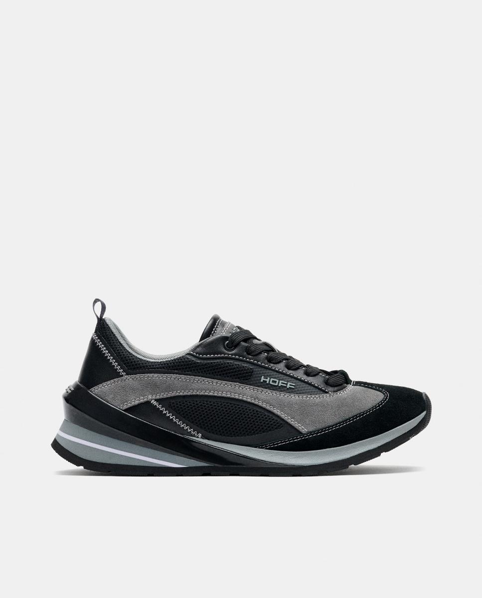 Sapatilhas em Pele com Plataforma Baixa Preto-1