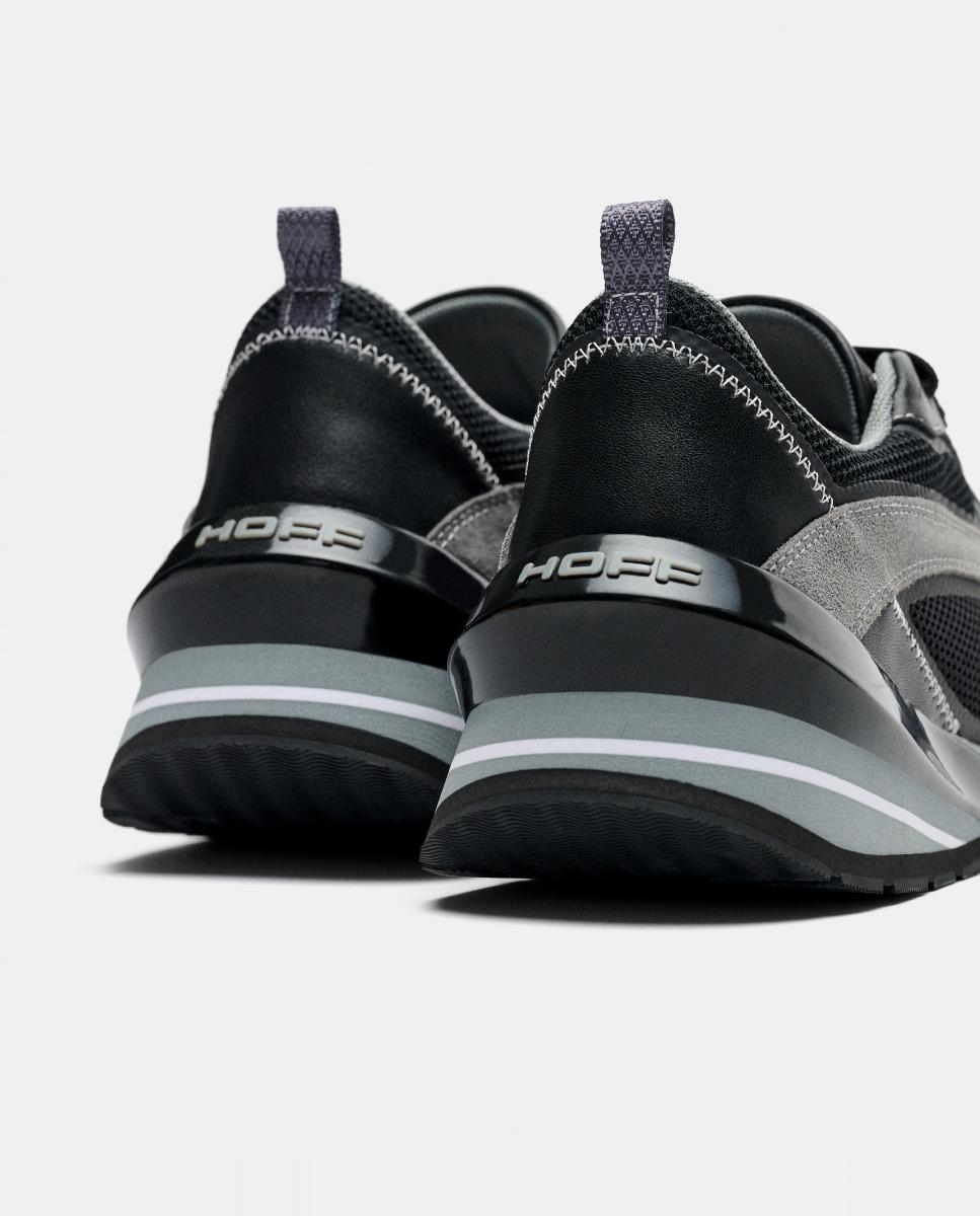 Sapatilhas em Pele com Plataforma Baixa Preto-4