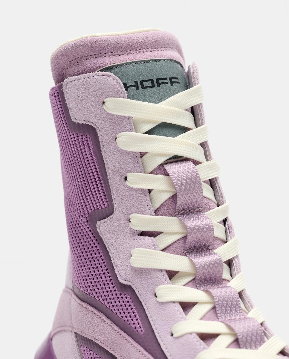 Sapatilhas em Pele com Plataforma Baixa Lilás-3