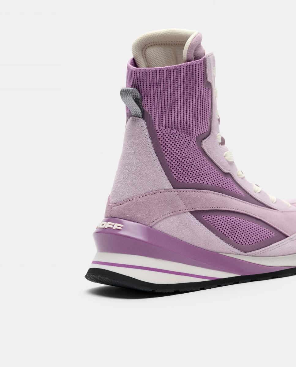 Sapatilhas em Pele com Plataforma Baixa Lilás-4