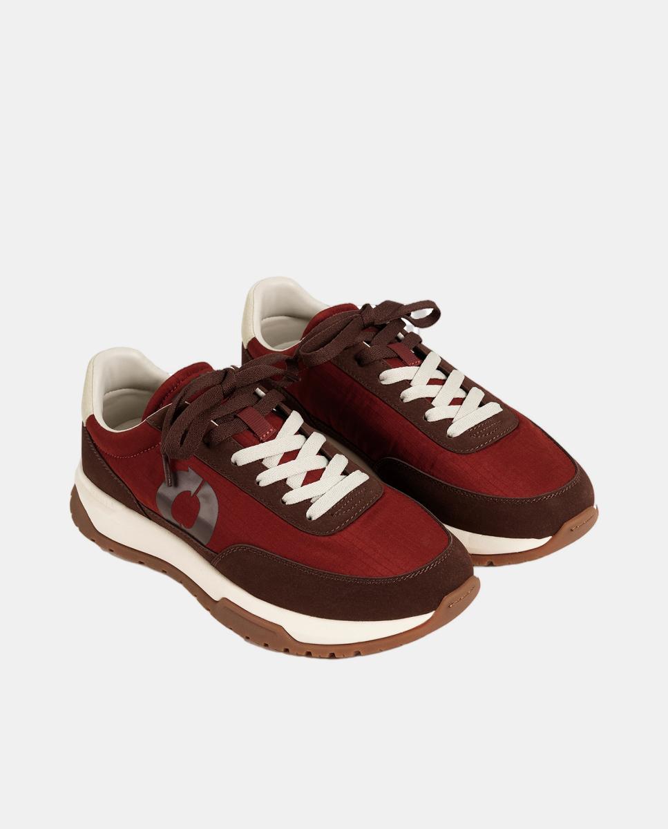 Zapatillas deportivas de mujer con cierre de cordones y refuerzo en talón - Ecoalf - Rojo Granate Rojo Granate-4