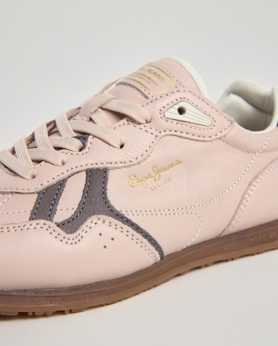 Sapatilhas Desportivas em Pele Rosa Nude-5