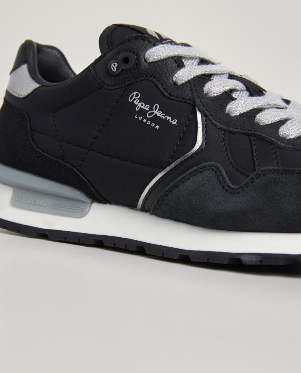 Sapatilhas de Estilo Retro Preto-5