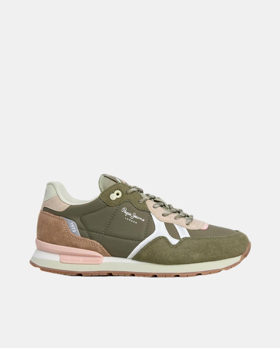 Zapatilla de mujer estilo retro - Pepe Jeans - Verde militar Verde militar-1
