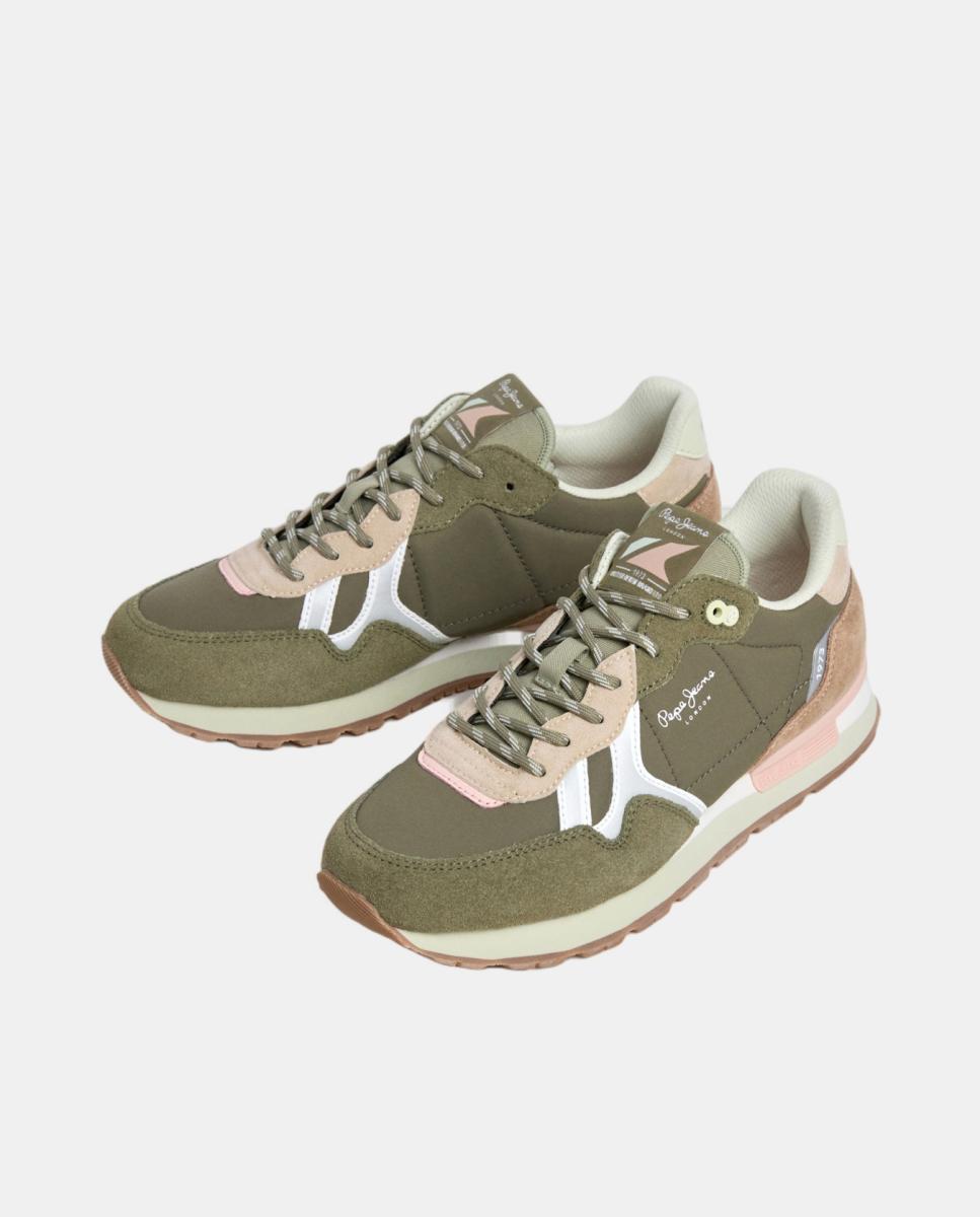 Zapatilla de mujer estilo retro - Pepe Jeans - Verde militar Verde militar-3